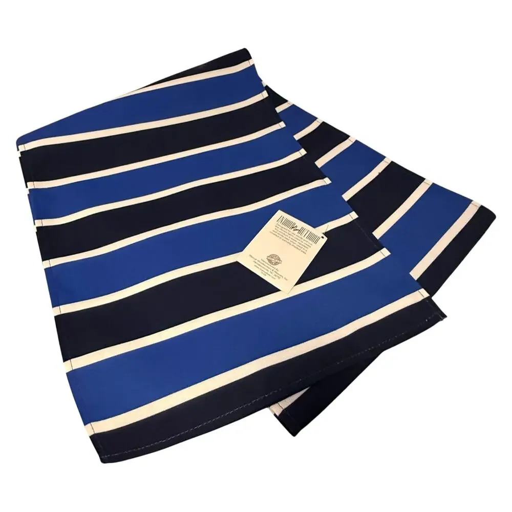 Nautical Stripe Table Runner Indoor Outdoor Decor Blue White Made in USA 72